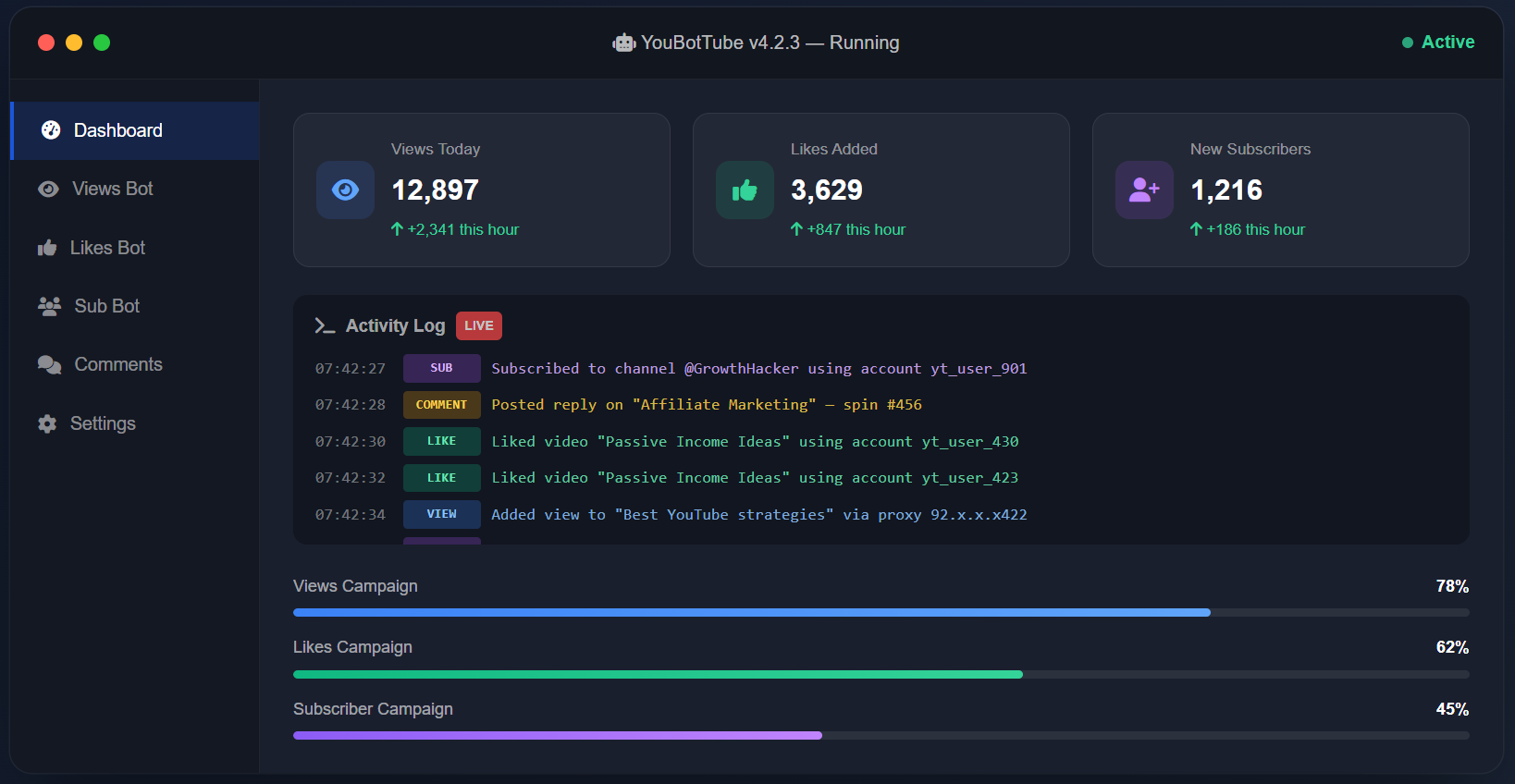 AUTOPVA AI Bulk Account Creator interface for YouTube channel scaling and automation
